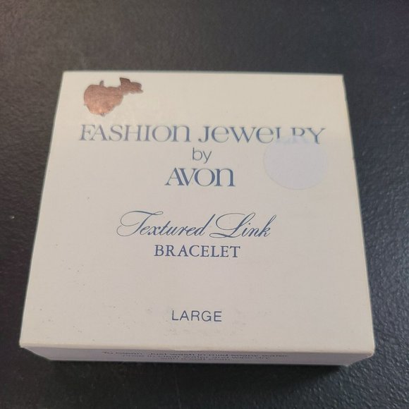 VTG 1981 Avon Textured Link Chunky Bracelet Large 7.5" Gold Tone Retro Classic - Picture 5 of 6